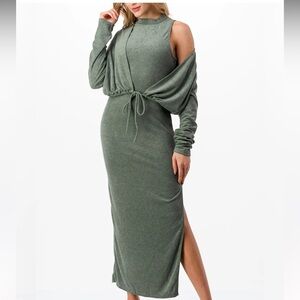 Mock Neck Midi Dress & Cardigan Set NWOT